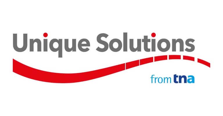 Unique Solutions logo, a brand from tna. For over 30 years, Unique Solutions has been a leading provider of value-added inserts and onserts. Unique Solutions full range of inserting and labelling equipment includes their innovative continuous perforated bandolier (CPB) technology, which is designed to dispense two- and three-dimensional inserts at high speeds.