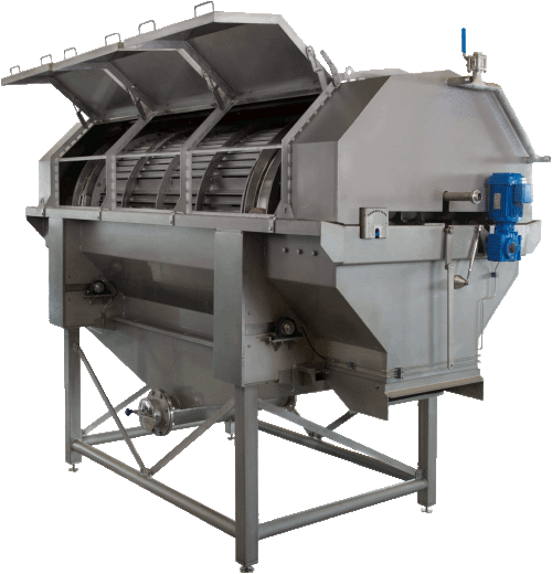 Florigo ultra-clean® WT 3 is a drum washer from tna that removes clay shells, sand and soil from potatoes and other root vegetables thoroughly and without damaging them.