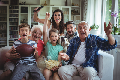 image of family members with popcorn