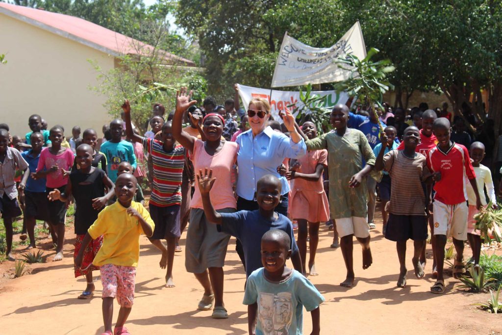 Celebrating the completion of a water project the Nadia and Alf Taylor Foundation in Uganda